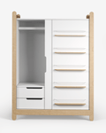 I WARDROBE children's wardrobe by Ikiddoo — front view, solid beech frame with white laminated body and sliding doors