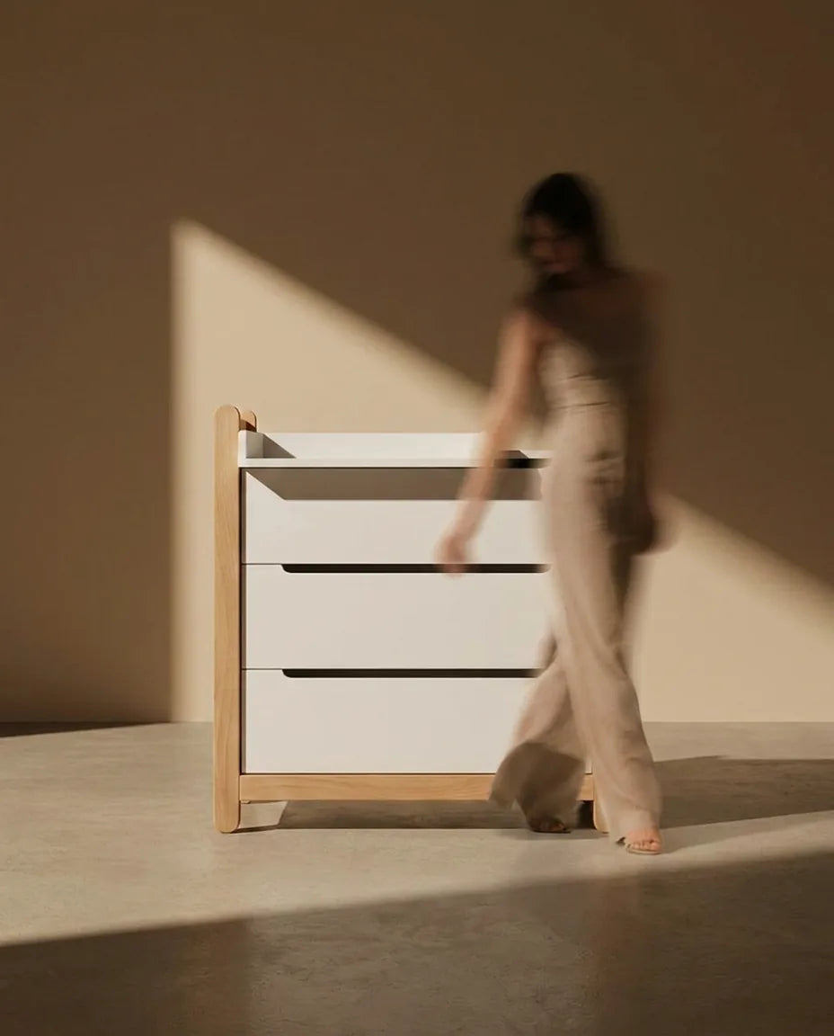 iDresser S - 3 drawers, white and beech, made in Ukraine
