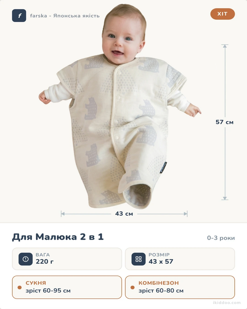 Для Малюка 2 в 1 Sky Grey - розміри 43x57 см, вага 220 г