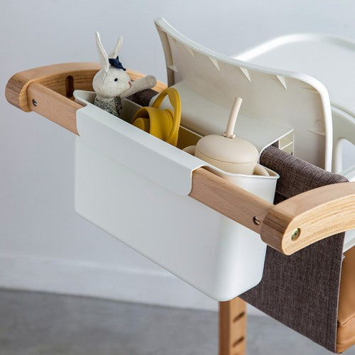Hanging Box attached to the Scroll Chair One backrest with cup and toys
