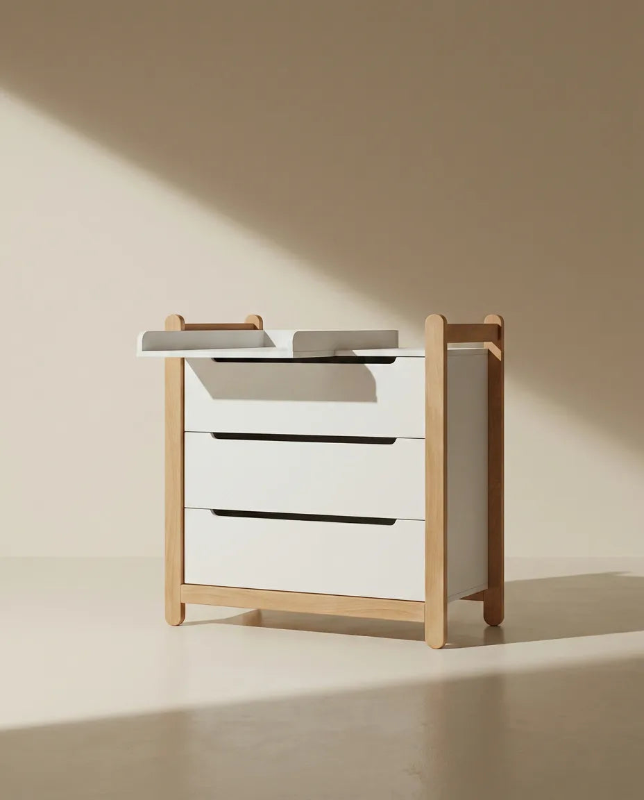 iDresser S - 3 drawers, white and beech, made in Ukraine